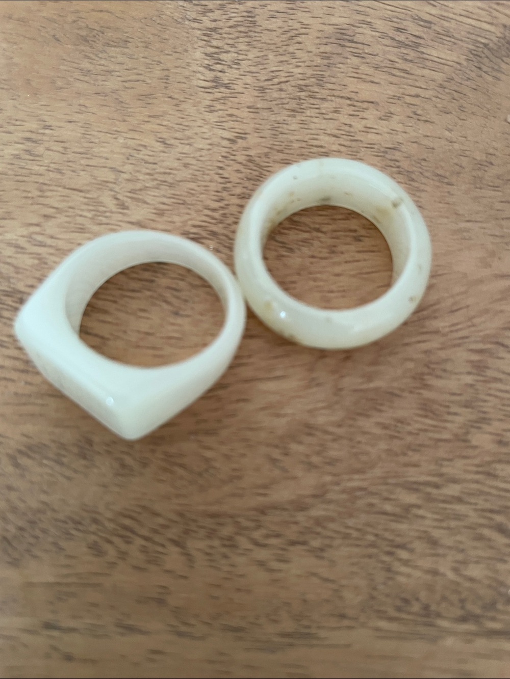 NWOT Cream Resin Ring Set - Chunky Round and Square Band